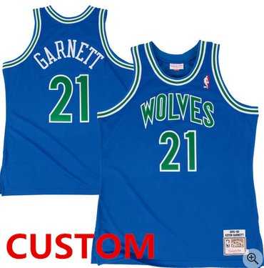 Men & Youth Customized Minnesota Timberwolves Royal 1995-96 Mitchell & Ness Hardwood Classic Jersey